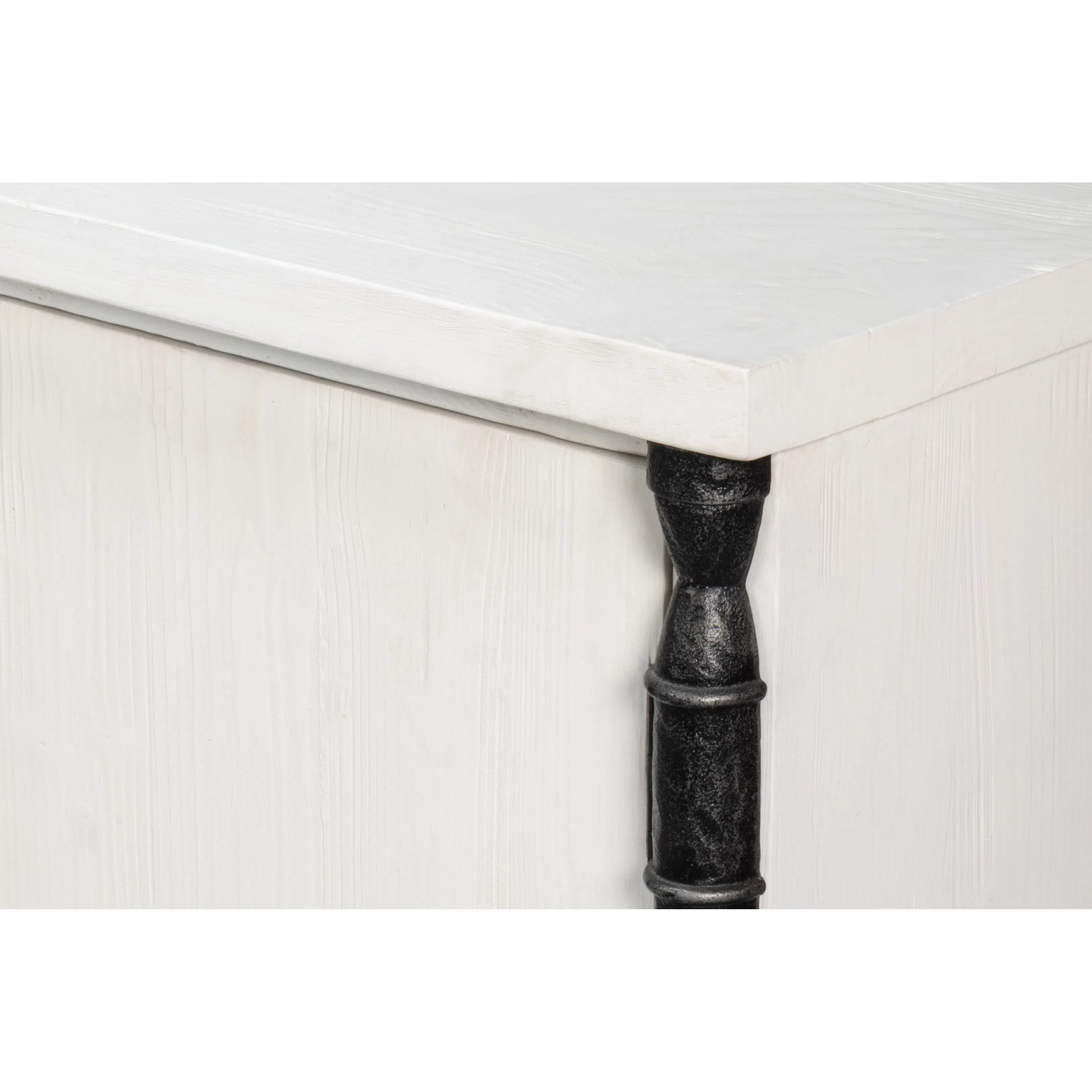 Elegance Credenza by Sarreid Ltd. in elegance white. Made from pine wood, iron in a unique style.