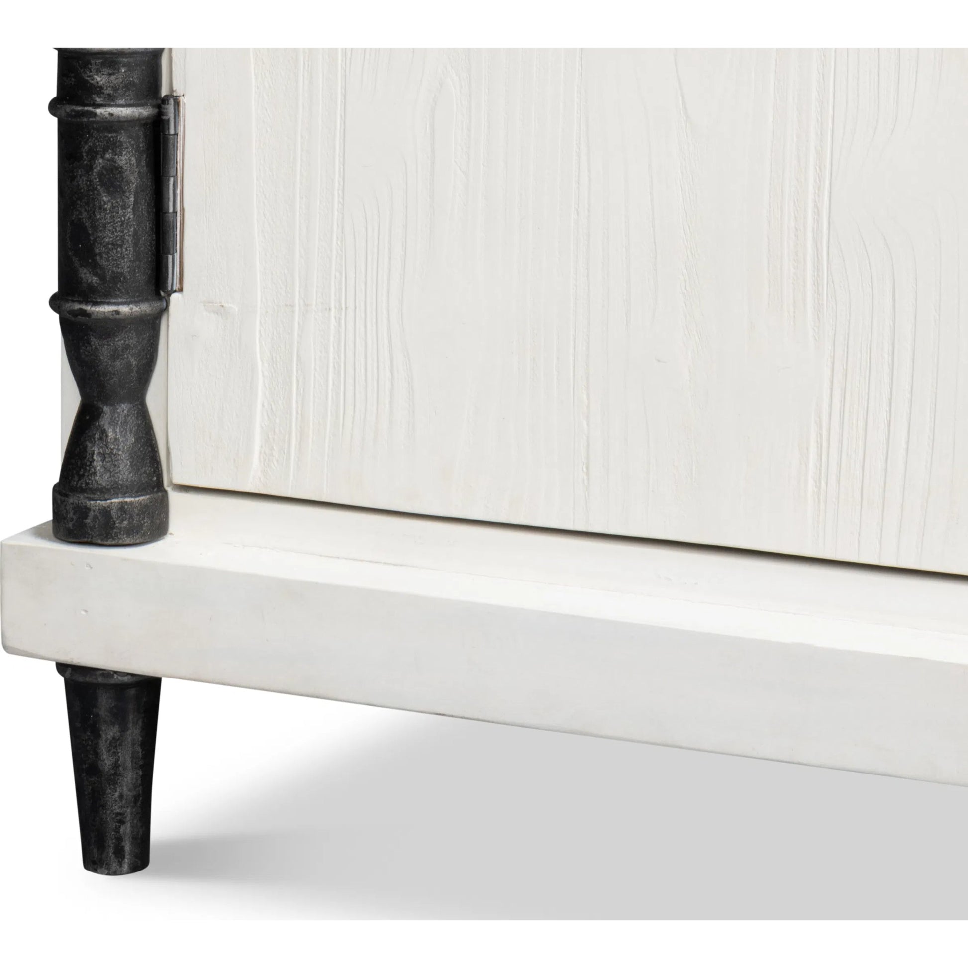Elegance Credenza by Sarreid Ltd. in elegance white. Made from pine wood, iron in a unique style.
