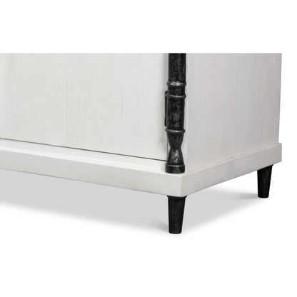 Elegance Credenza by Sarreid Ltd. in elegance white. Made from pine wood, iron in a unique style.