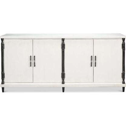 Elegance Credenza by Sarreid Ltd. in elegance white. Made from pine wood, iron in a unique style.