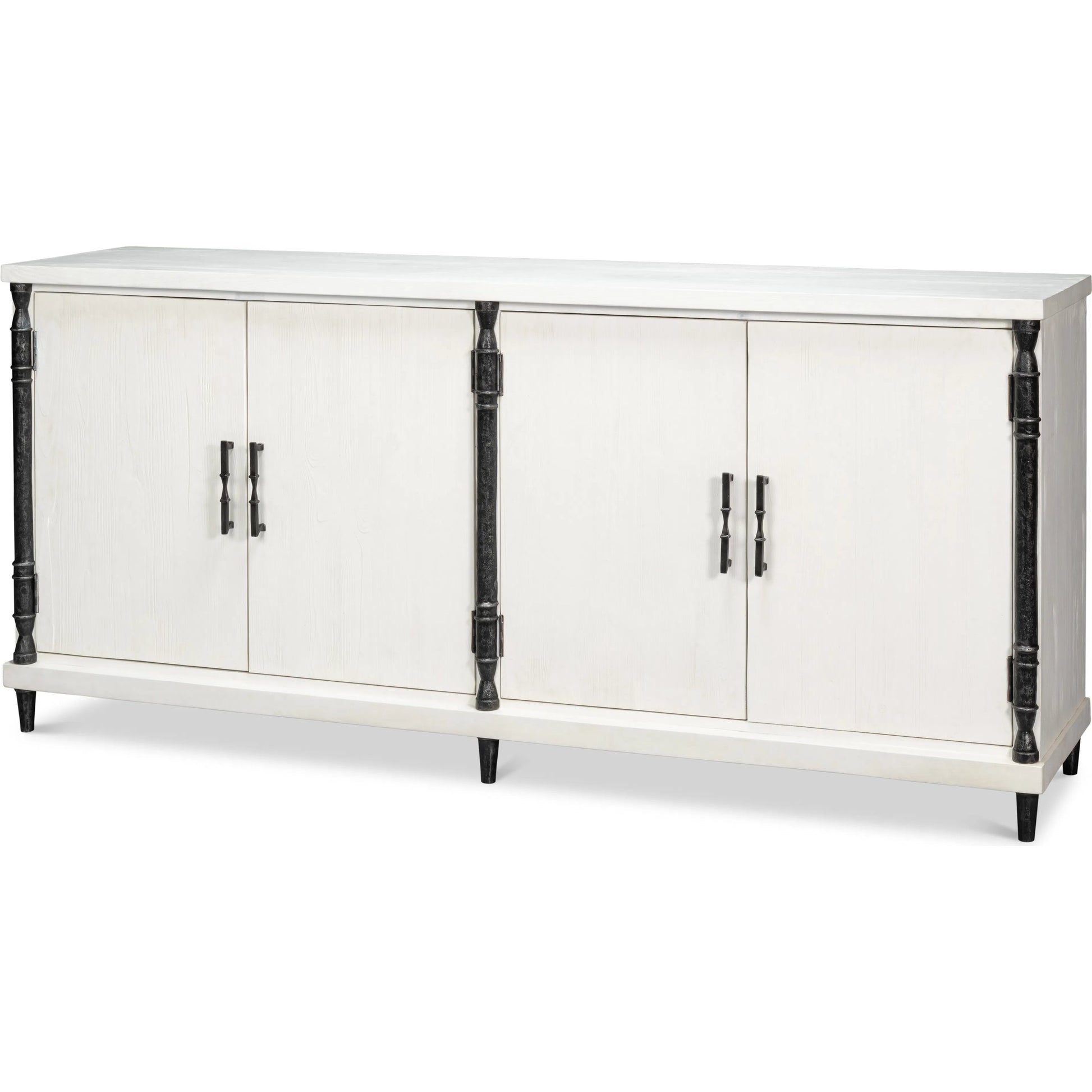 Elegance Credenza by Sarreid Ltd. in elegance white. Made from pine wood, iron in a unique style.