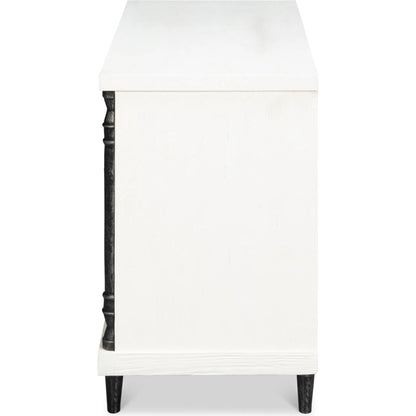 Elegance Nightstand by Sarreid Ltd. in elegance white. Made from pine wood, iron in a unique style.