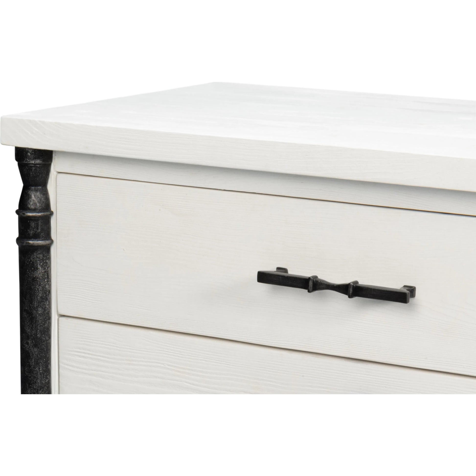 Elegance Nightstand by Sarreid Ltd. in elegance white. Made from pine wood, iron in a unique style.