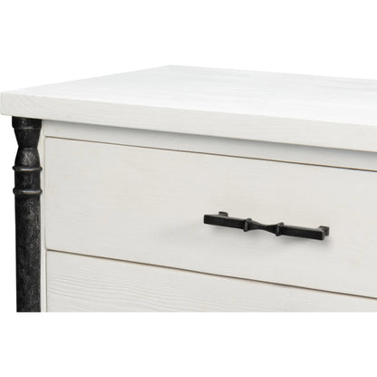 Elegance Nightstand by Sarreid Ltd. in elegance white. Made from pine wood, iron in a unique style.