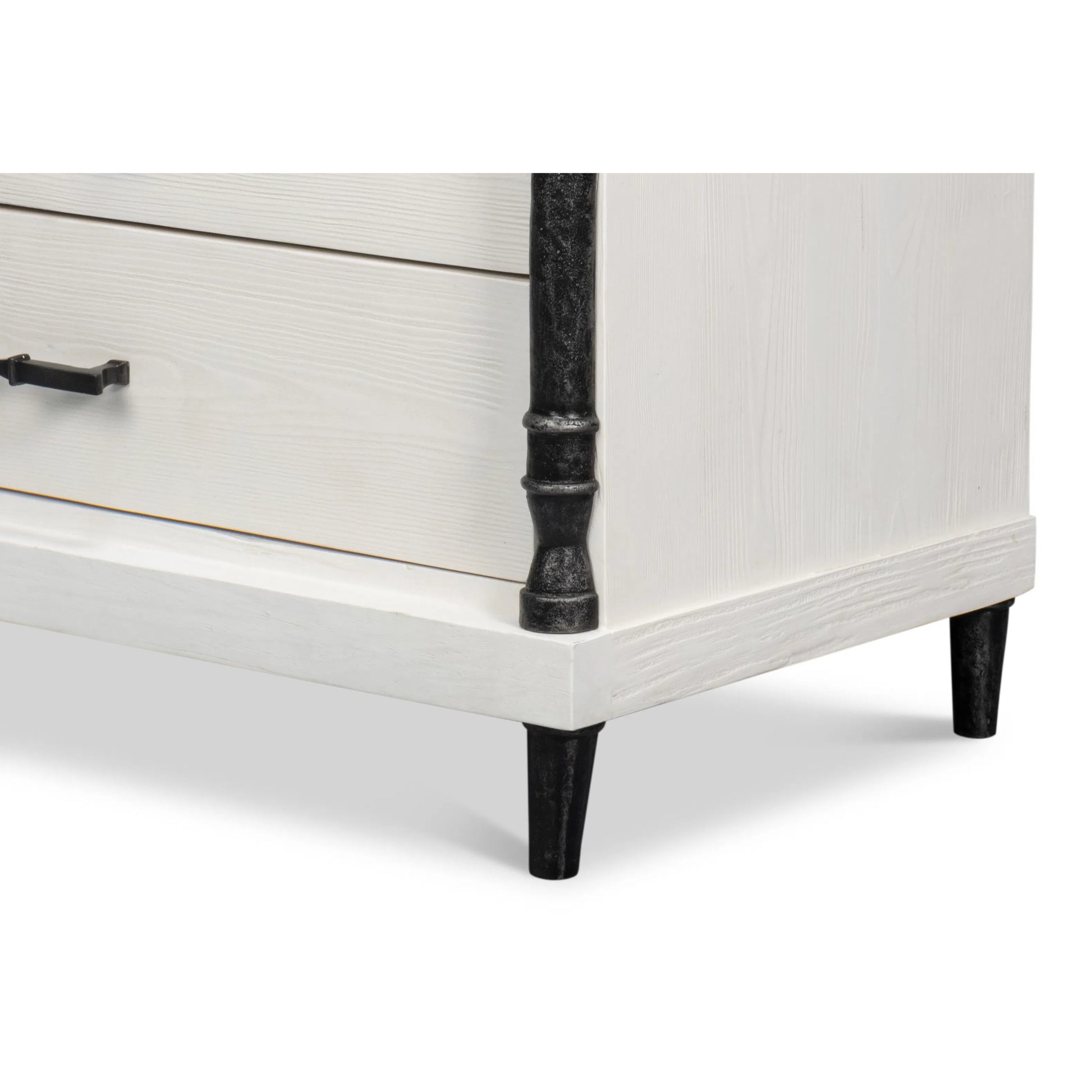 Elegance Nightstand by Sarreid Ltd. in elegance white. Made from pine wood, iron in a unique style.