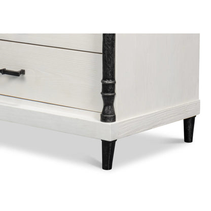 Elegance Nightstand by Sarreid Ltd. in elegance white. Made from pine wood, iron in a unique style.
