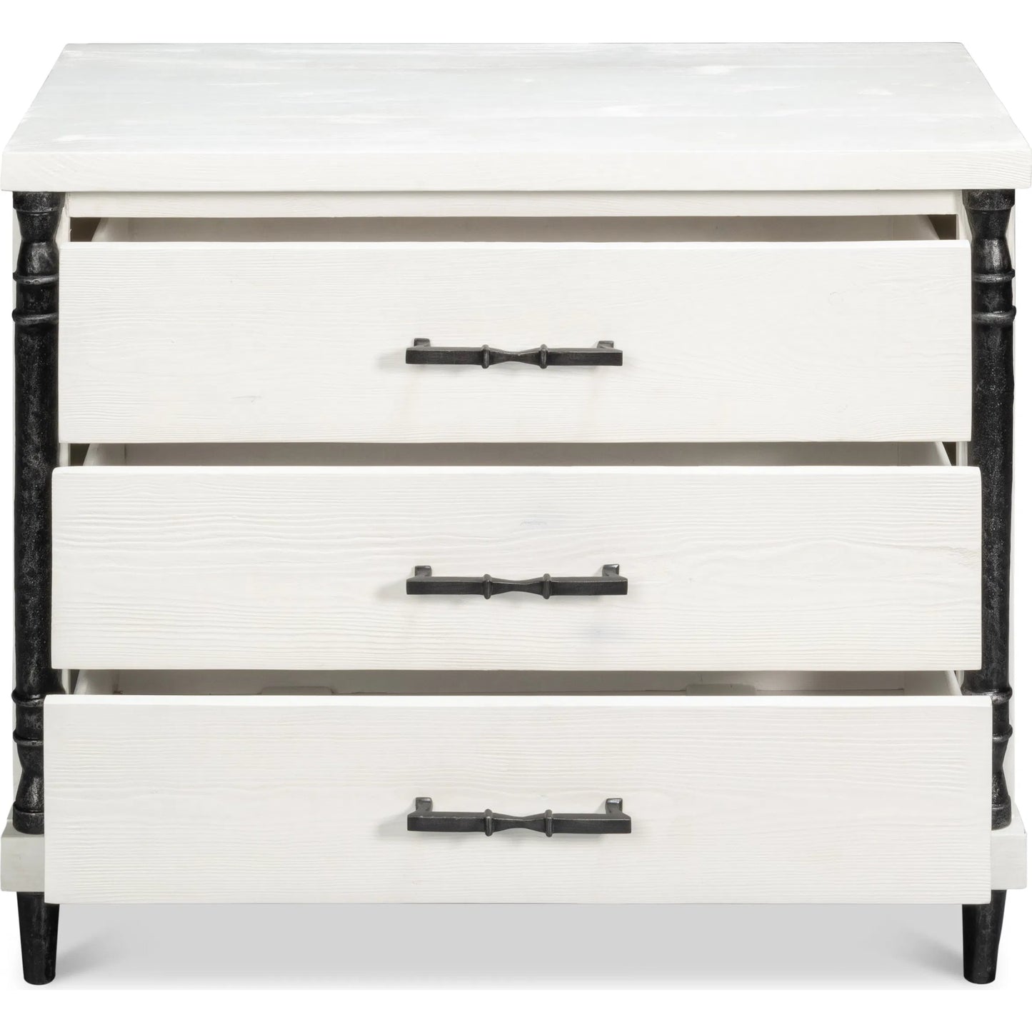011 SI-2238498 | Additional Silo | Elegance Nightstand by Sarreid Ltd. in elegance white. Made from pine wood, iron in a unique style.