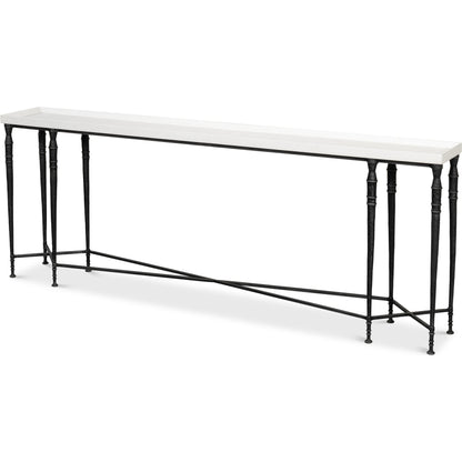 Nathaniel Elegance Console Table by Sarreid Ltd. in antique black, off white. Made from pine, iron in a modern style.