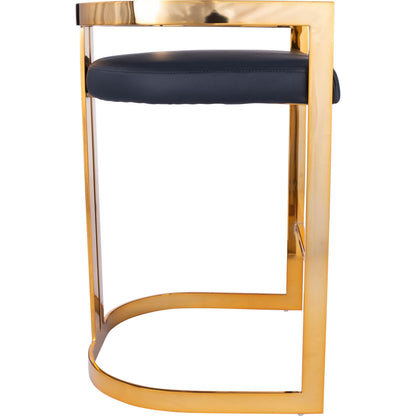 Clarence Counter Stool by Butler Specialty Company. Made from iron, gold plated finish, mdf, fabric, faux leather, polyvinyl, polyurethane cushion core: seat height, 25" h in a modern style.