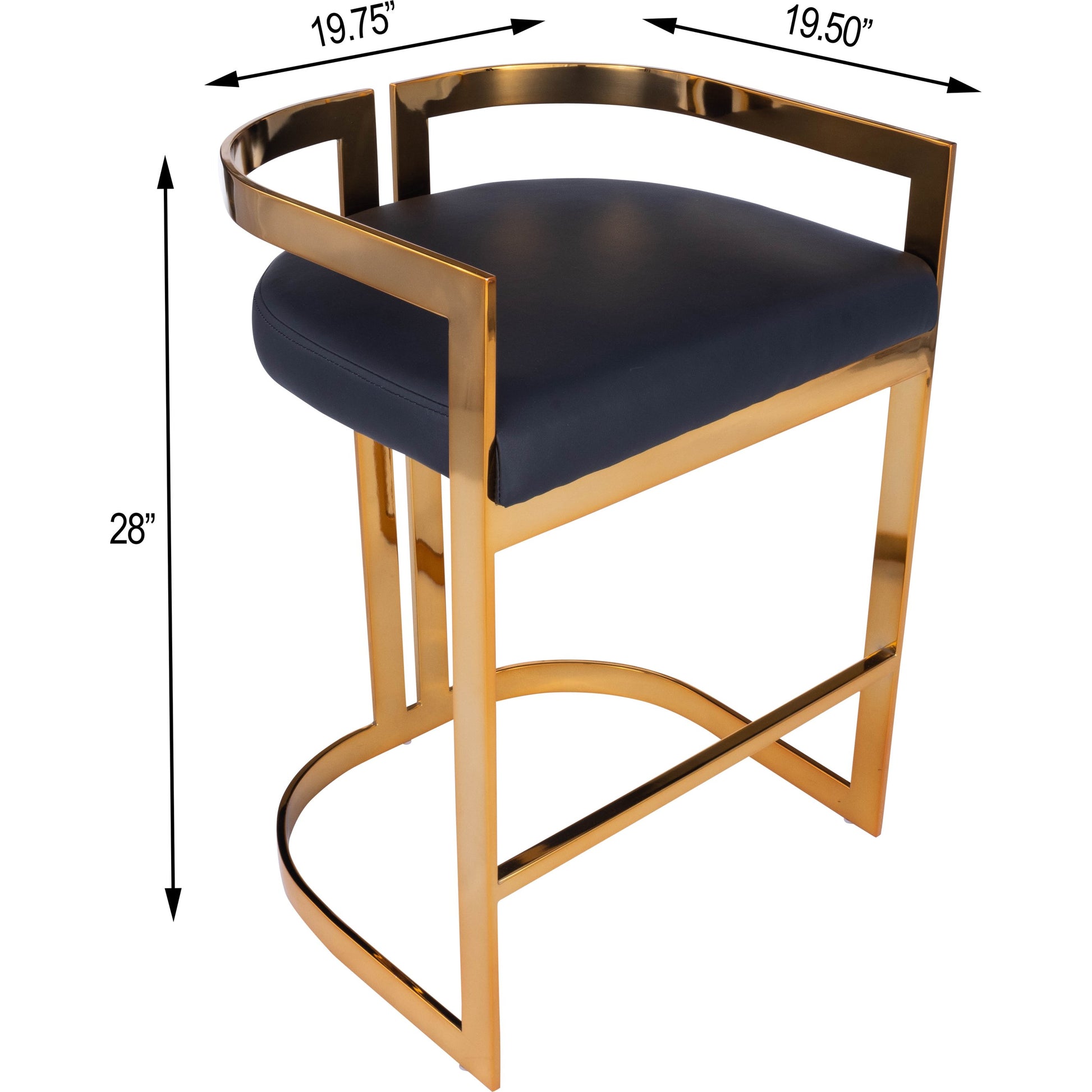 Clarence Counter Stool by Butler Specialty Company. Made from iron, gold plated finish, mdf, fabric, faux leather, polyvinyl, polyurethane cushion core: seat height, 25" h in a modern style.