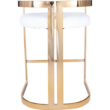 Clarence Counter Stool by Butler Specialty Company. Made from iron, gold plated finish, mdf, fabric, faux leather, polyvinyl, polyurethane cushion core: seat height, 25" h in a modern style.