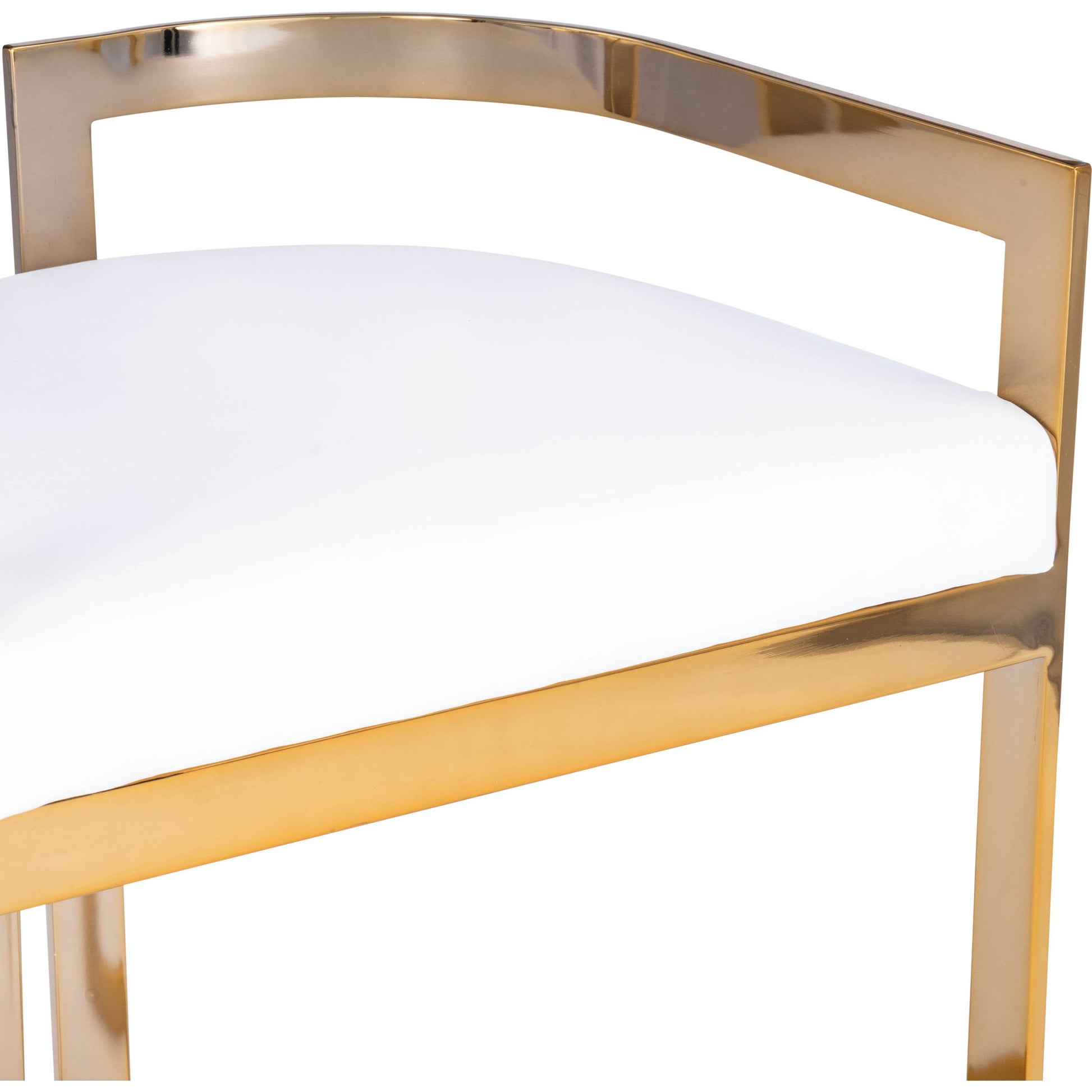 Clarence Counter Stool by Butler Specialty Company. Made from iron, gold plated finish, mdf, fabric, faux leather, polyvinyl, polyurethane cushion core: seat height, 25" h in a modern style.