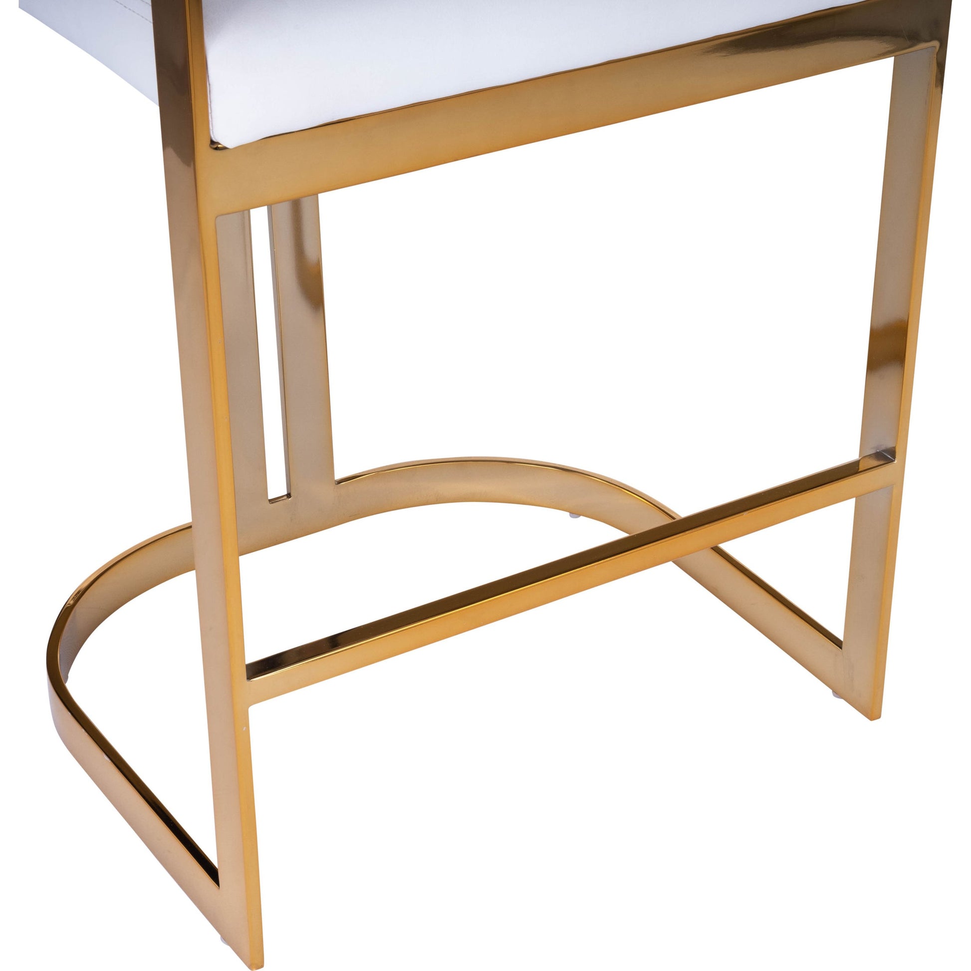 Clarence Counter Stool by Butler Specialty Company. Made from iron, gold plated finish, mdf, fabric, faux leather, polyvinyl, polyurethane cushion core: seat height, 25" h in a modern style.