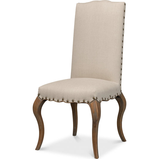 Thorne Side Chair by Sarreid Ltd.. Made from oak, linen in a cottage & farmhouse style.