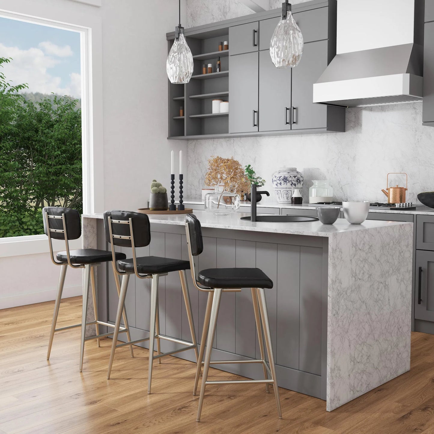 013 SI-2077718 | Lifestyle | Saddle Leather Rectangular 26" Counter Stool by Butler Specialty Company. Made from iron, leather, plywood, tris free fr foam in a modern style.