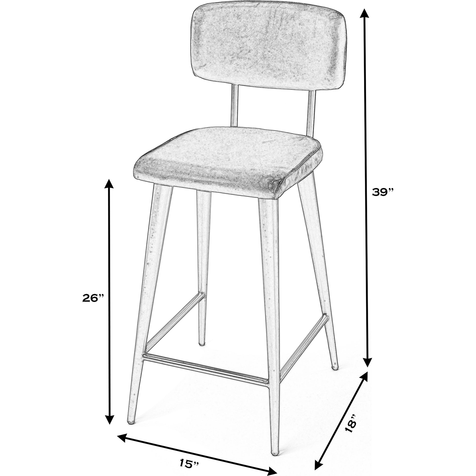 Saddle Leather Rectangular 26" Counter Stool by Butler Specialty Company. Made from iron, leather, plywood, tris free fr foam in a modern style.