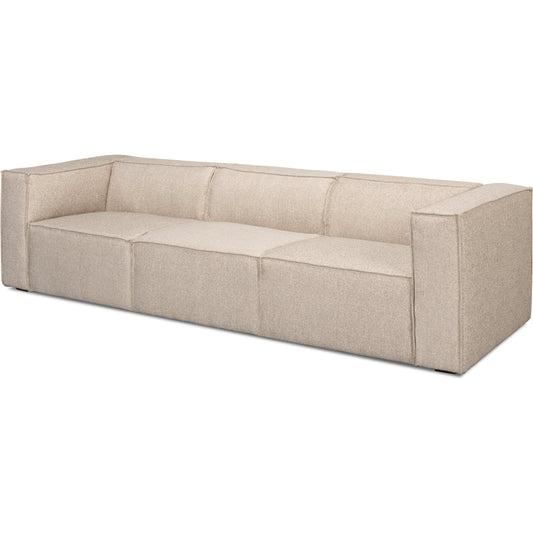 Miles Sofa by Sarreid Ltd. in beige. Made from maple, linen in a modern style.