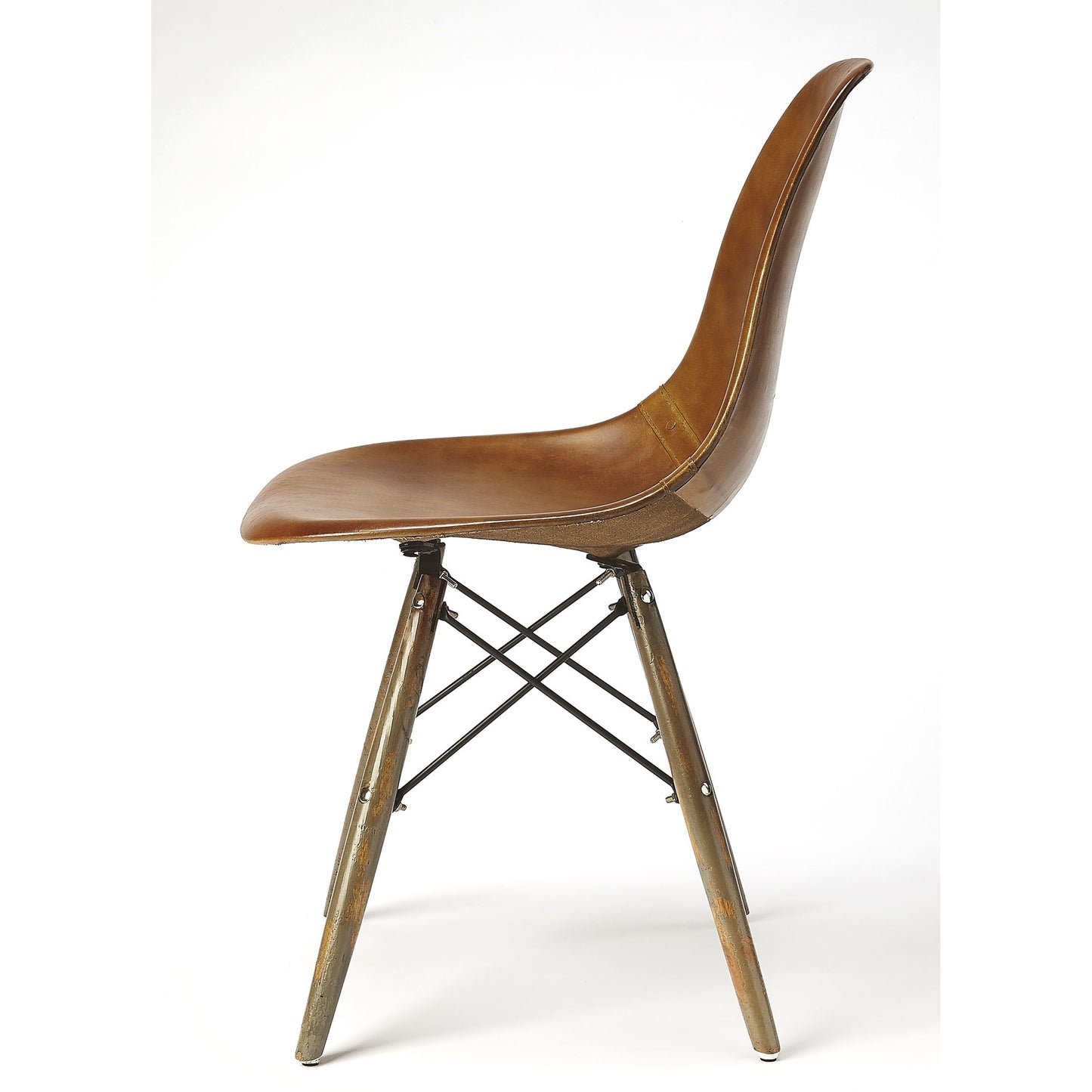 002 SR-770496 | Additional Silo | Orson Side Chair by Butler Specialty Company in medium brown and brown leather. Made from mango wood, iron, leather in a modern style.