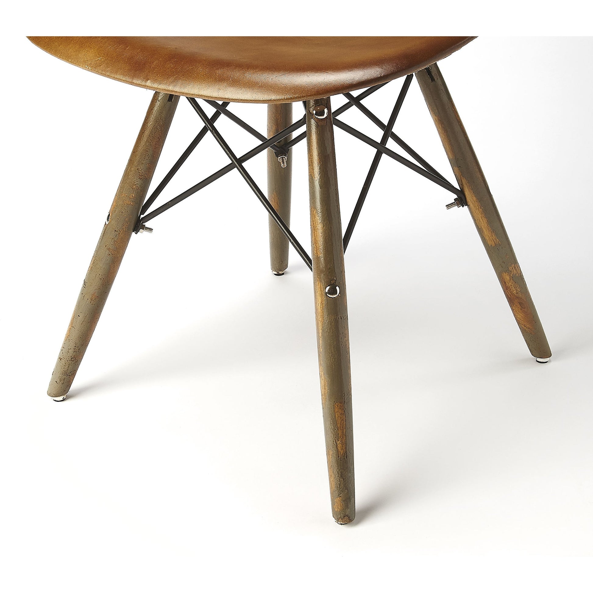 Orson Side Chair by Butler Specialty Company in medium brown and brown leather. Made from mango wood, iron, leather in a modern style.