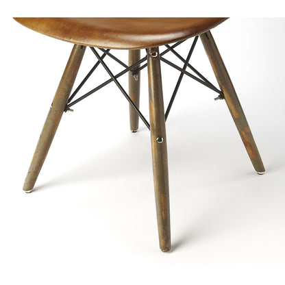 Orson Side Chair by Butler Specialty Company in medium brown and brown leather. Made from mango wood, iron, leather in a modern style.