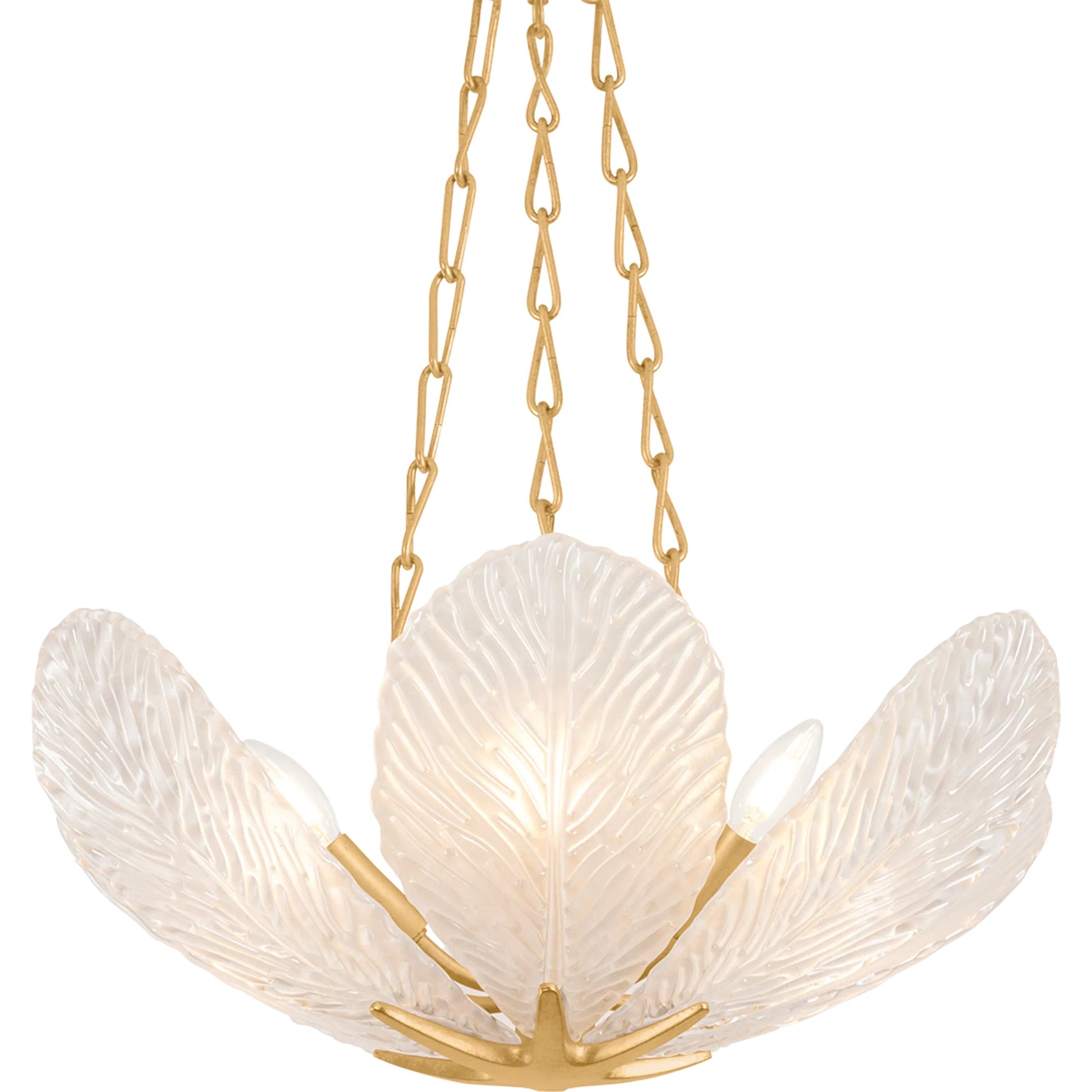 Galena Chandelier by Corbett in vintage gold leaf. Made from unique in a coastal style.