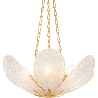 Galena Chandelier by Corbett in vintage gold leaf. Made from unique in a coastal style.