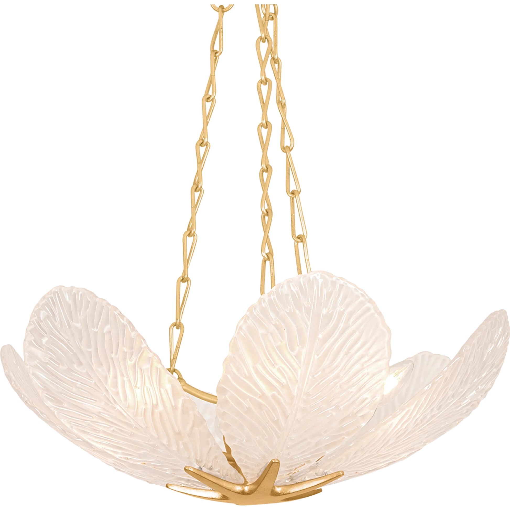 Galena Chandelier by Corbett in vintage gold leaf. Made from unique in a coastal style.