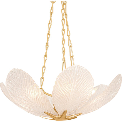 Galena Chandelier by Corbett in vintage gold leaf. Made from unique in a coastal style.
