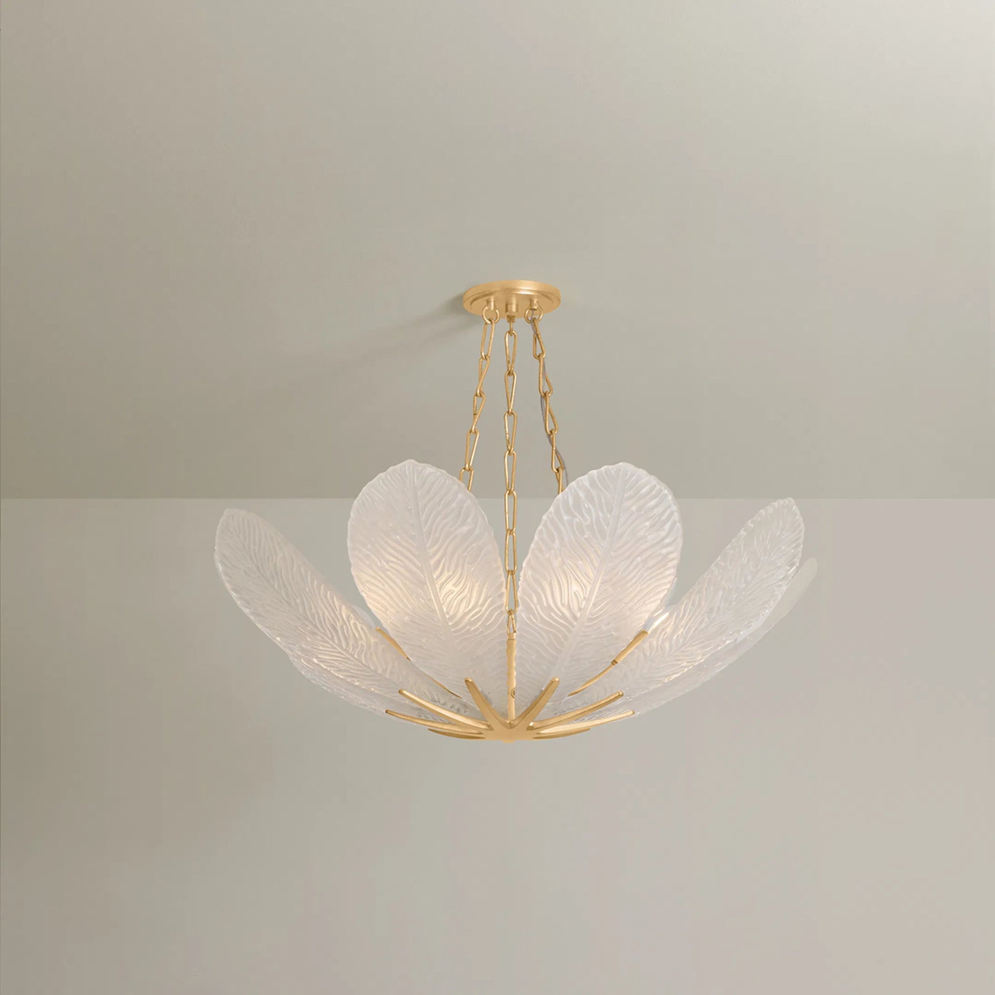 Galena Chandelier by Corbett in vintage gold leaf. Made from unique in a coastal style.