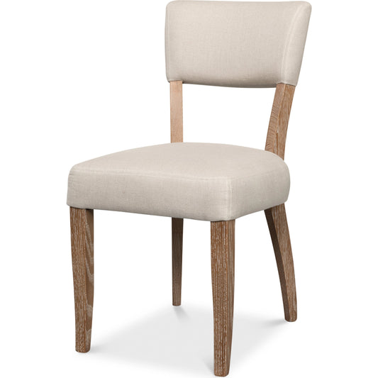Rhett Chair by Sarreid Ltd. in beige. Made from oak, linen in a modern style.