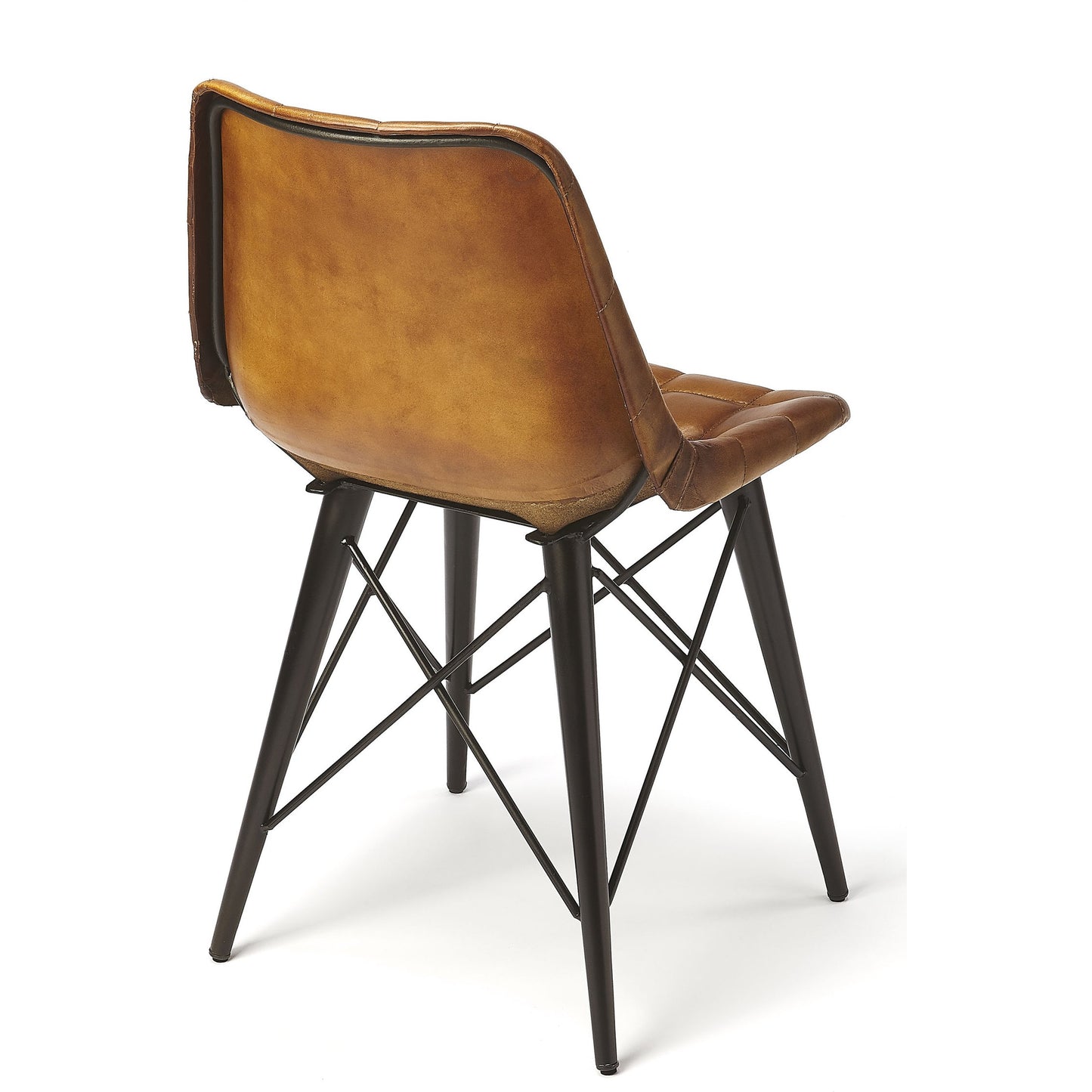 004 SR-770498 | Additional Silo | Patty Side Chair by Butler Specialty Company in medium brown and brown leather. Made from iron, leather, plastic, tris free fr foam in a modern style.
