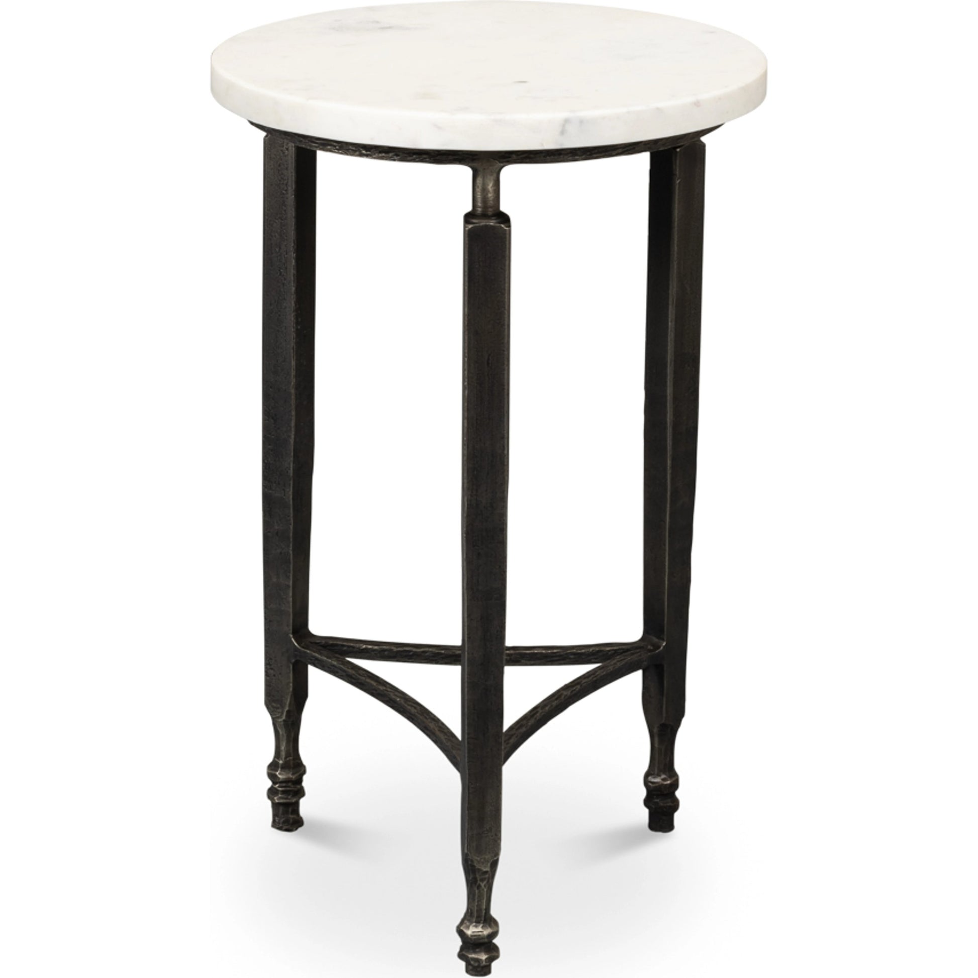 Mykos Side Table by Sarreid Ltd. in white. Made from iron, banswara white marble in a modern style.