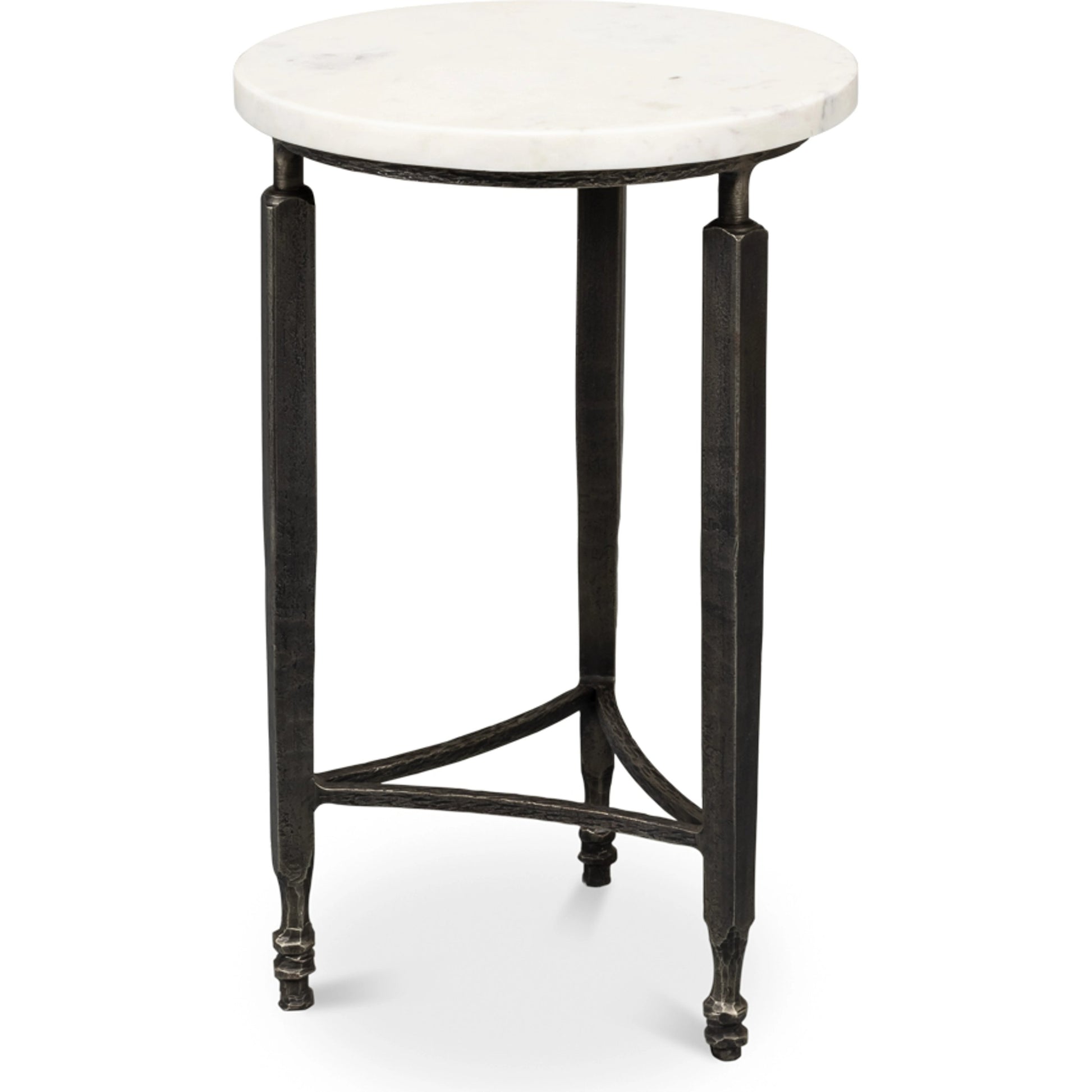 Mykos Side Table by Sarreid Ltd. in white. Made from iron, banswara white marble in a modern style.