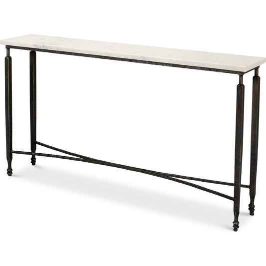 Mykos Console Table by Sarreid Ltd. in white. Made from iron, white banswara marble in a modern style.