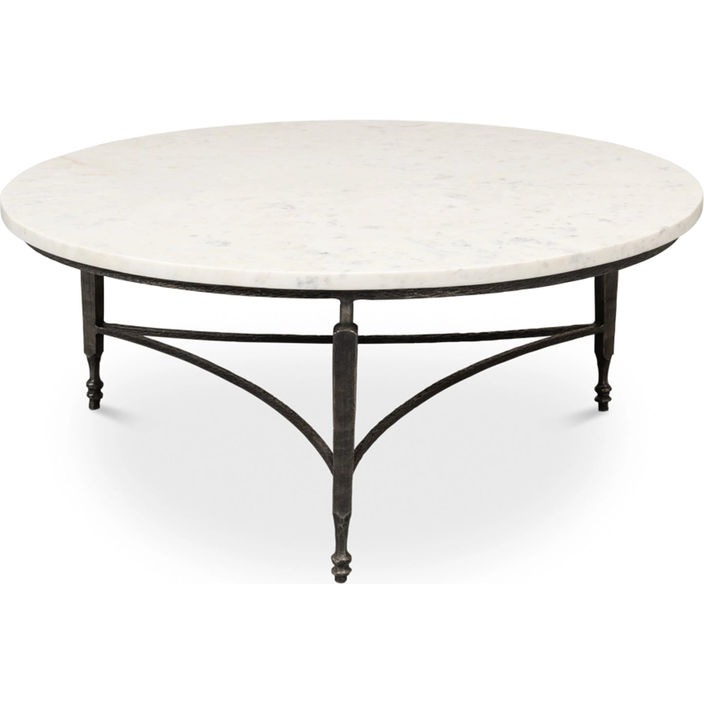 001 SI-1998615 | Primary Silo | Mykos Round Coffee Table by Sarreid Ltd. in white. Made from iron, white banswara marble in a modern style.