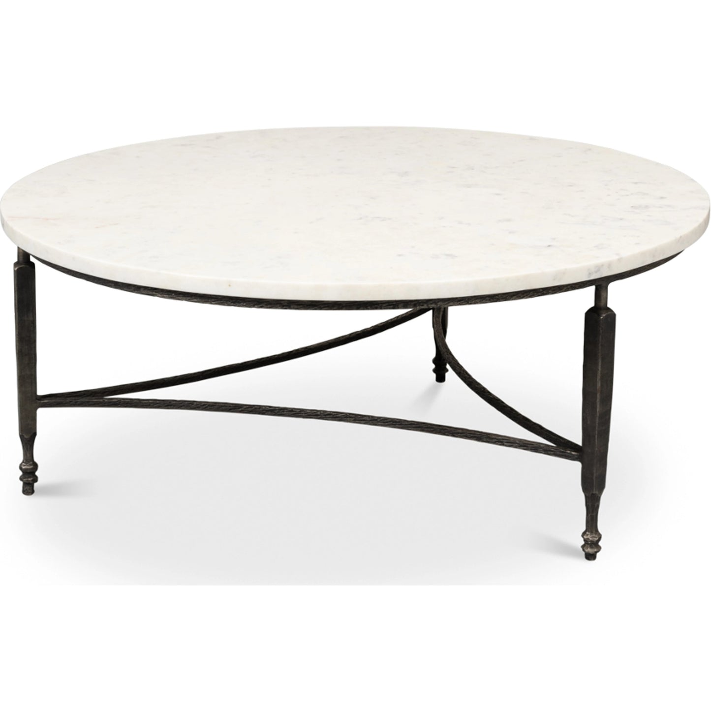 004 SI-1998615 | Additional Silo | Mykos Round Coffee Table by Sarreid Ltd. in white. Made from iron, white banswara marble in a modern style.