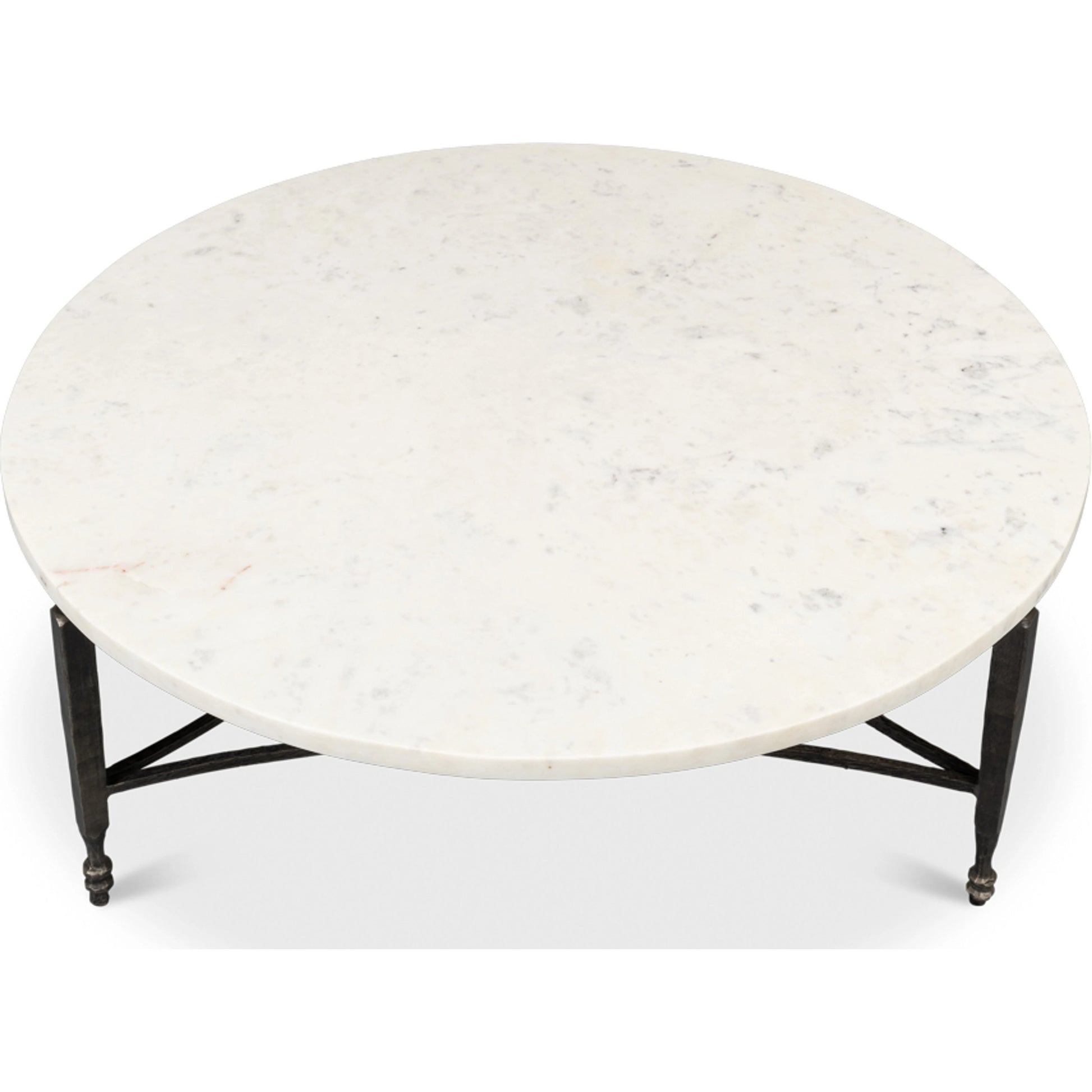 Mykos Round Coffee Table by Sarreid Ltd. in white. Made from iron, white banswara marble in a modern style.