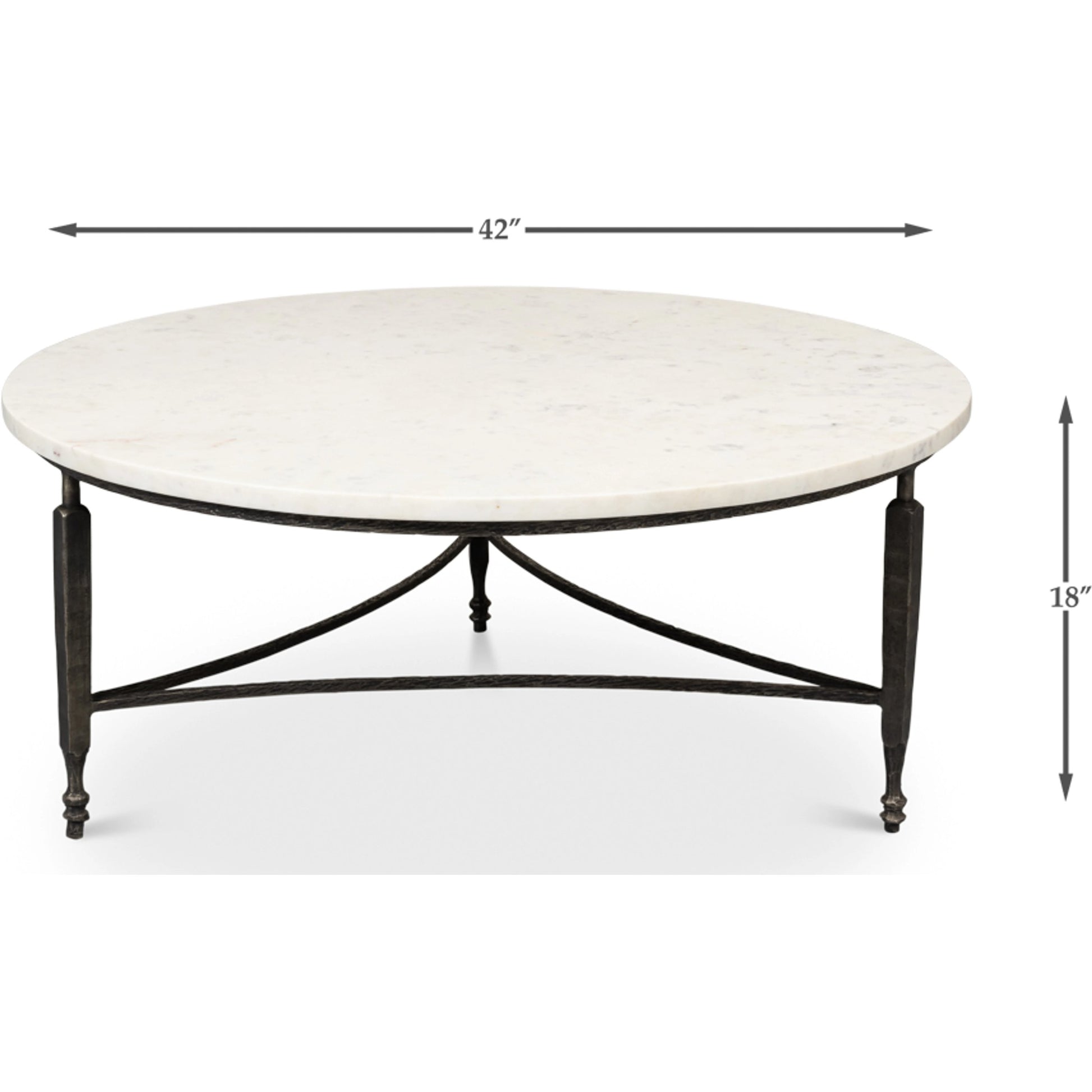 Mykos Round Coffee Table by Sarreid Ltd. in white. Made from iron, white banswara marble in a modern style.