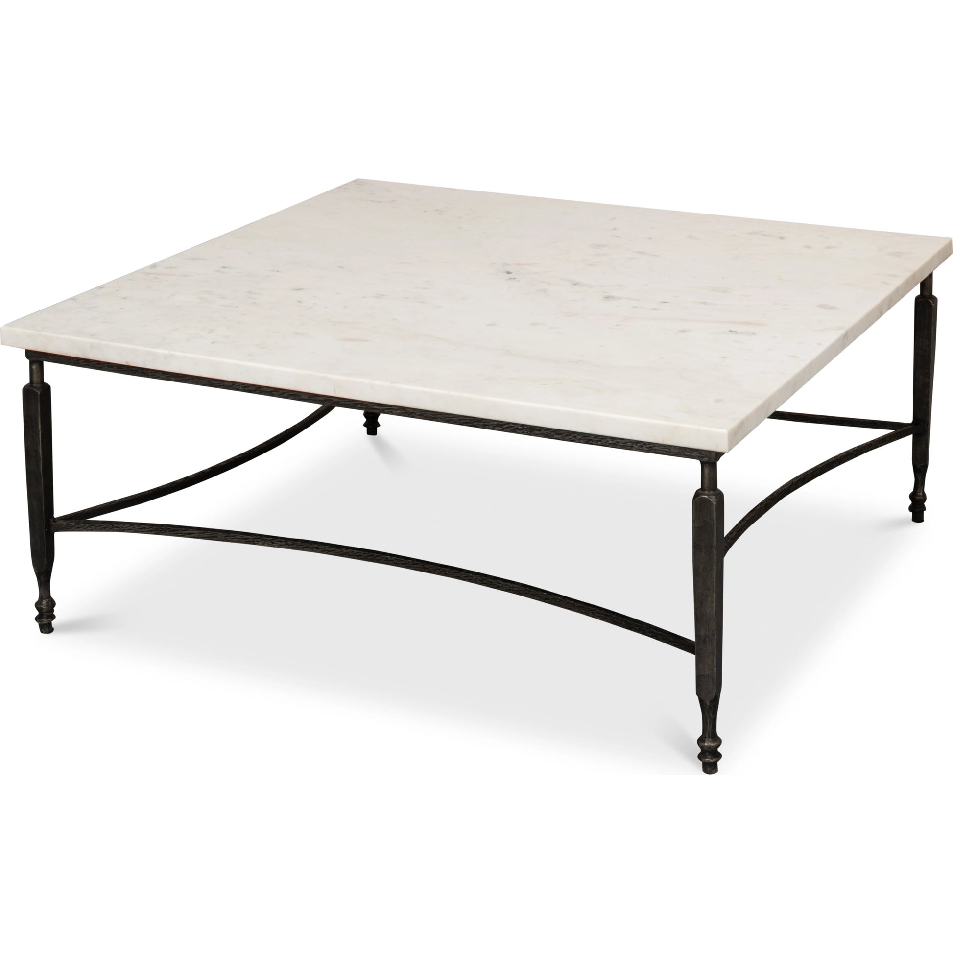 Mykos Square Coffee Table by Sarreid Ltd. in white. Made from iron, white banswara marble in a modern style.
