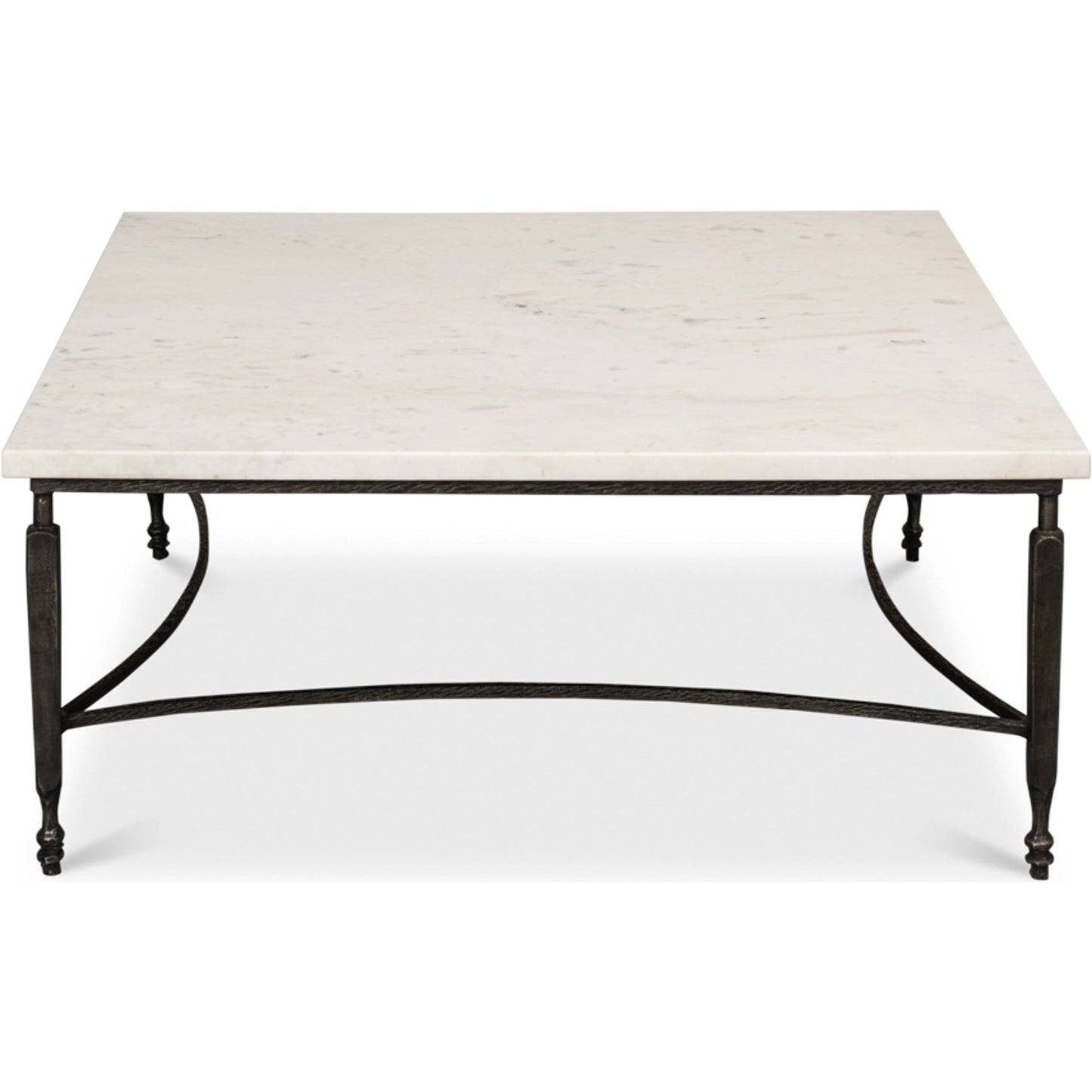 002 SI-1998616 | Additional Silo | Mykos Square Coffee Table by Sarreid Ltd. in white. Made from iron, white banswara marble in a modern style.