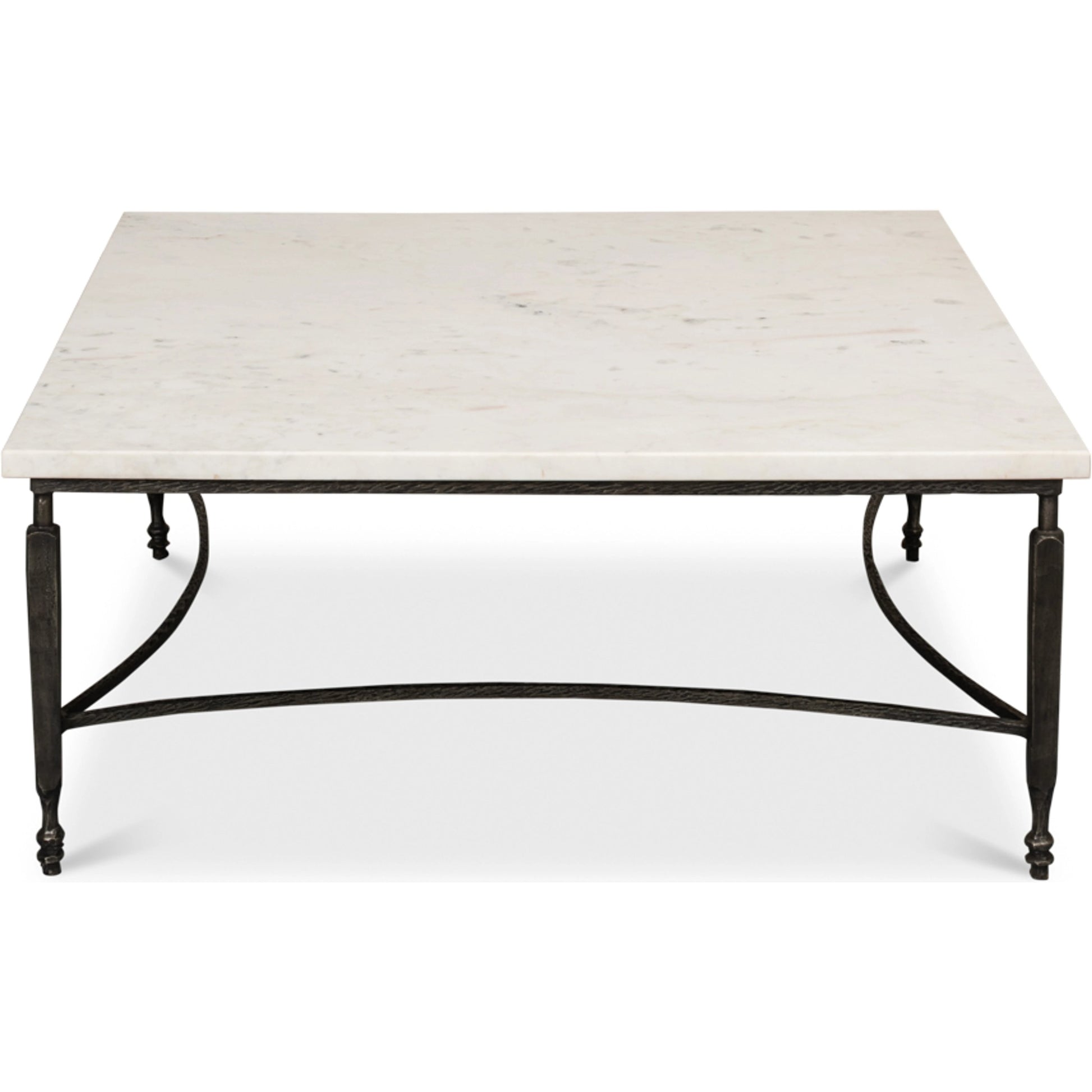 Mykos Square Coffee Table by Sarreid Ltd. in white. Made from iron, white banswara marble in a modern style.