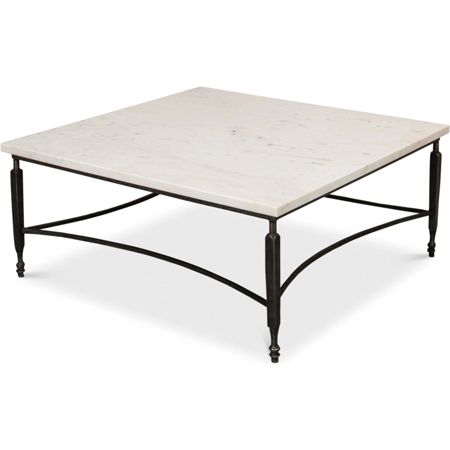 004 SI-1998616 | Additional Silo | Mykos Square Coffee Table by Sarreid Ltd. in white. Made from iron, white banswara marble in a modern style.