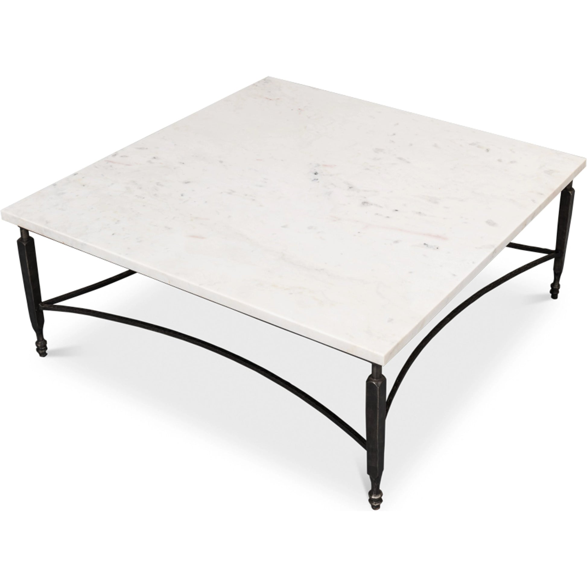 Mykos Square Coffee Table by Sarreid Ltd. in white. Made from iron, white banswara marble in a modern style.