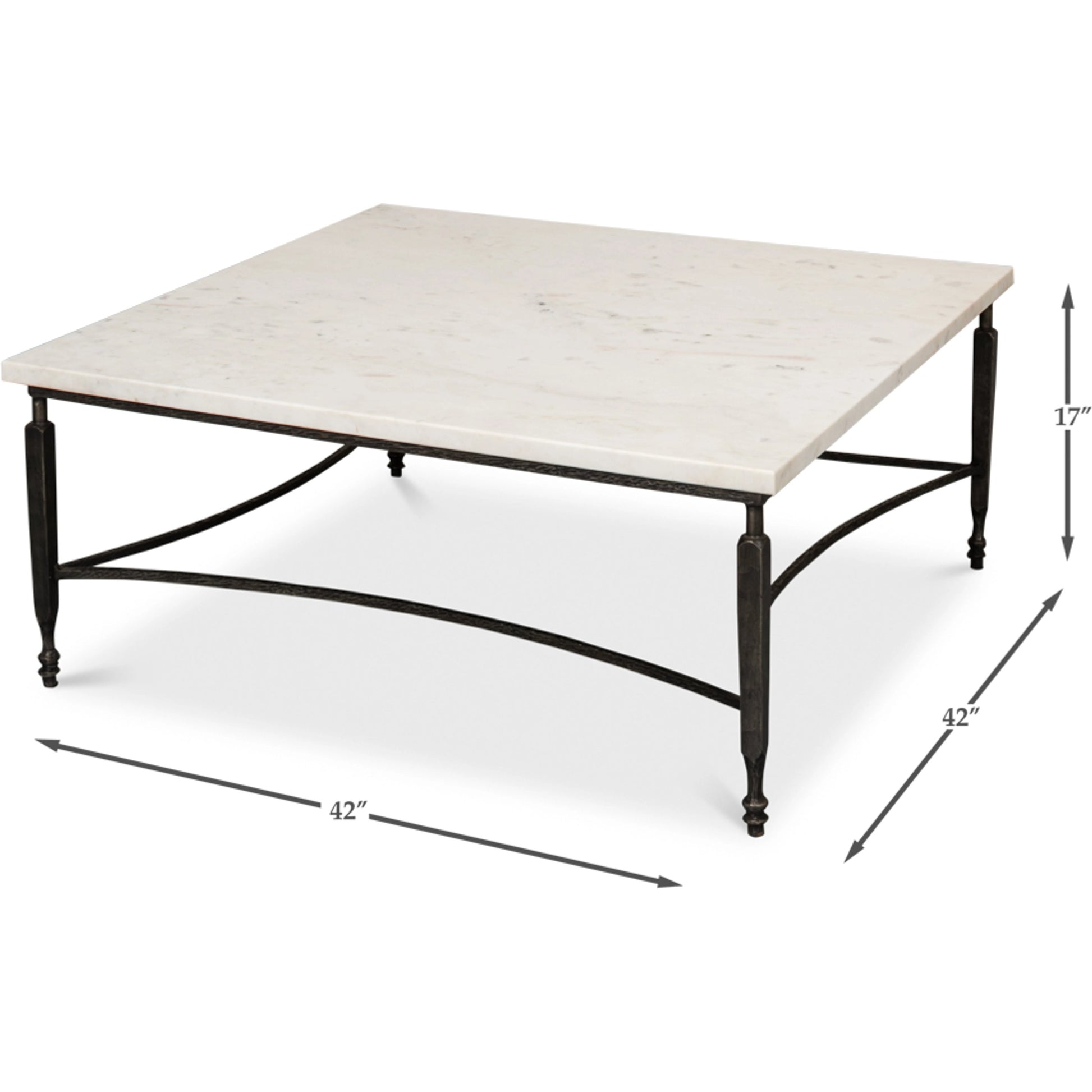 Mykos Square Coffee Table by Sarreid Ltd. in white. Made from iron, white banswara marble in a modern style.