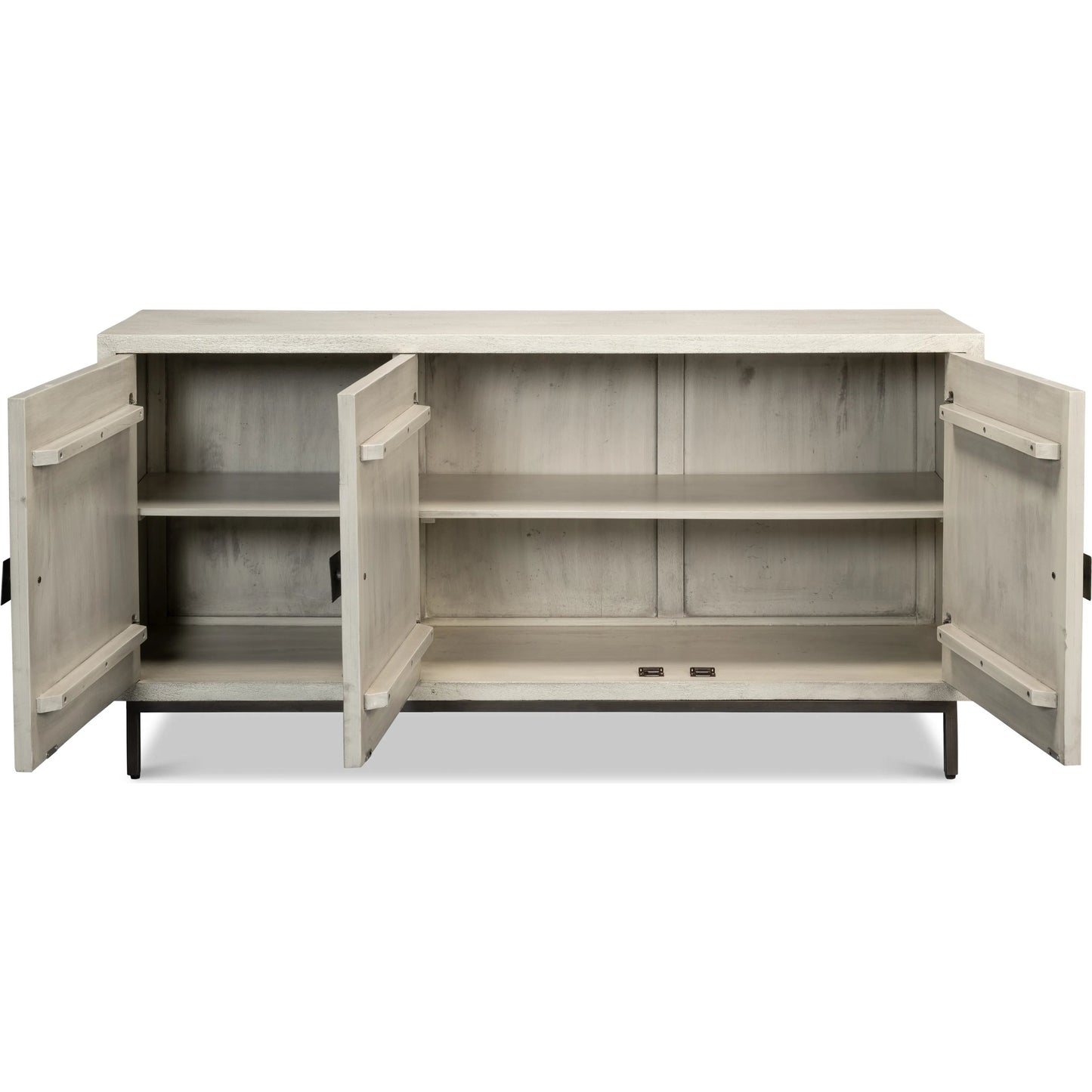 004 SI-2372461 | Additional Silo | Bricka Three Door Sideboard by Sarreid Ltd. in grey. Made from mango wood in a transitional style.