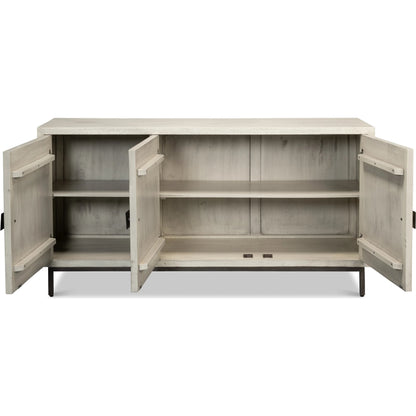 Bricka Three Door Sideboard by Sarreid Ltd. in grey. Made from mango wood in a transitional style.
