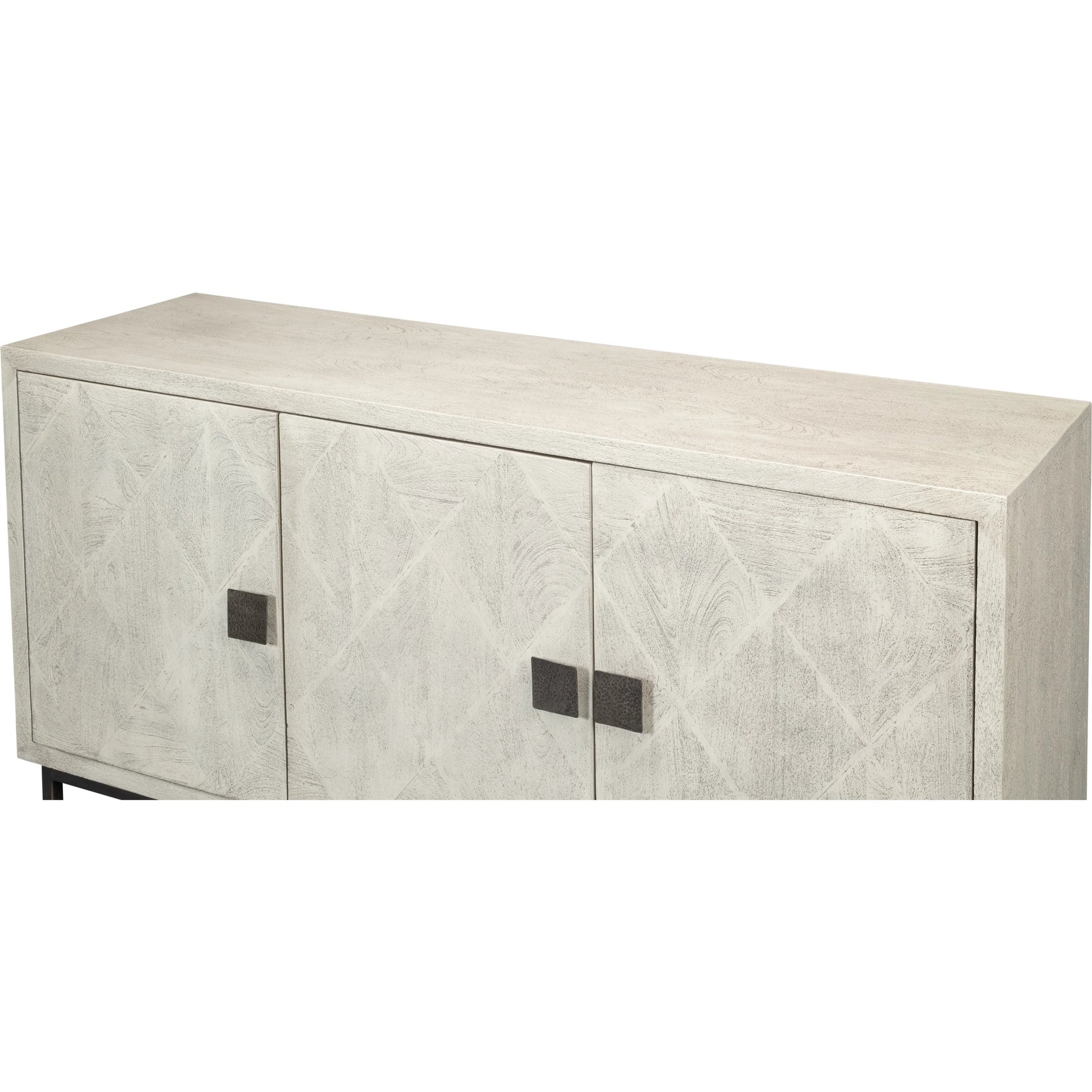 Bricka Three Door Sideboard by Sarreid Ltd. in grey. Made from mango wood in a transitional style.