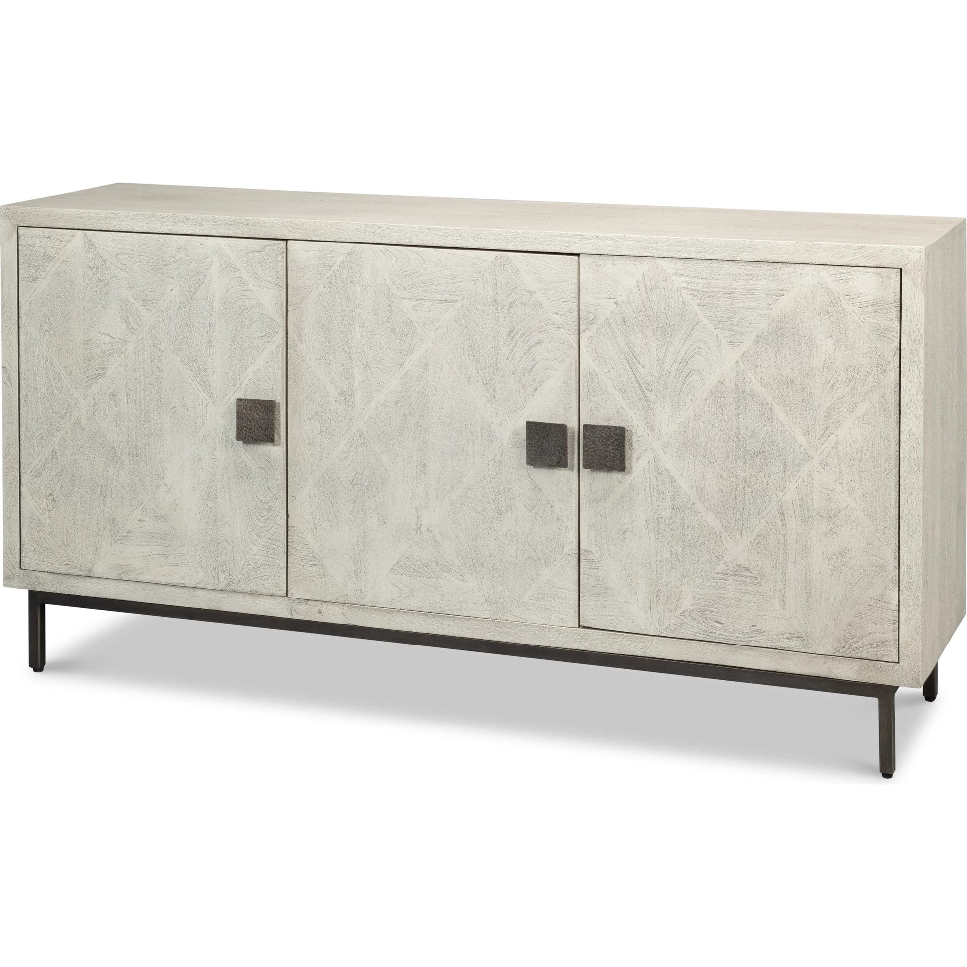 Bricka Three Door Sideboard by Sarreid Ltd. in grey. Made from mango wood in a transitional style.
