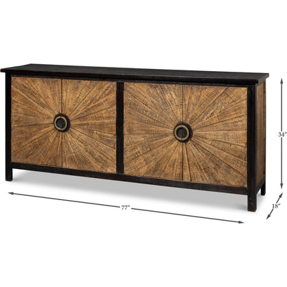 Centrum Four Door Sideboard by Sarreid Ltd. in brown. Made from mango wood in a traditional style.