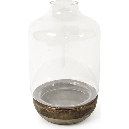 Gilded Bottom Glass Pottery by Zentique in gilded base and ceramic. Made from ceramic in a eclectic & global style.